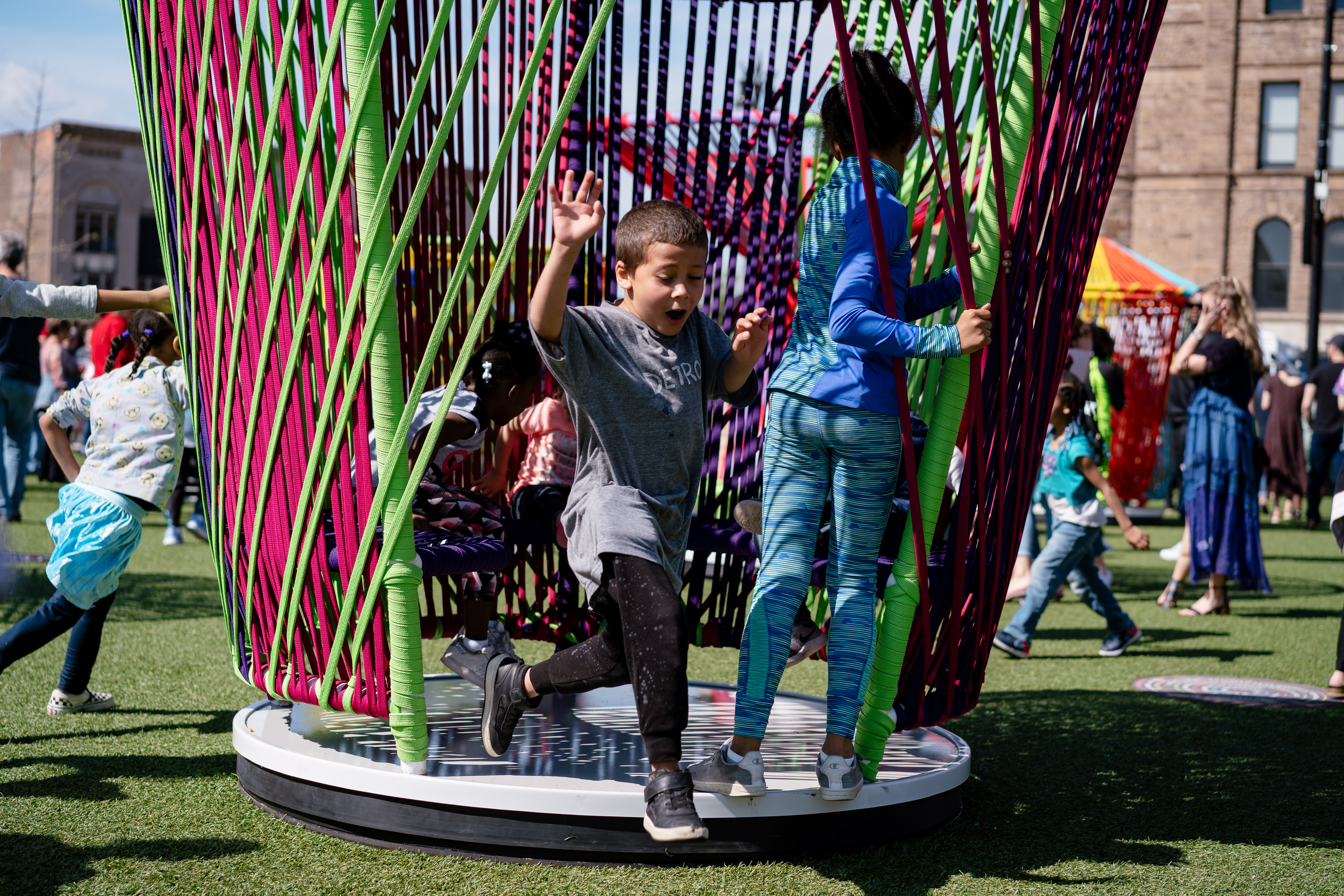 Spinning sculpture installation 'Los Trompos' returns to Beacon Park Detroit - Vimarsana News