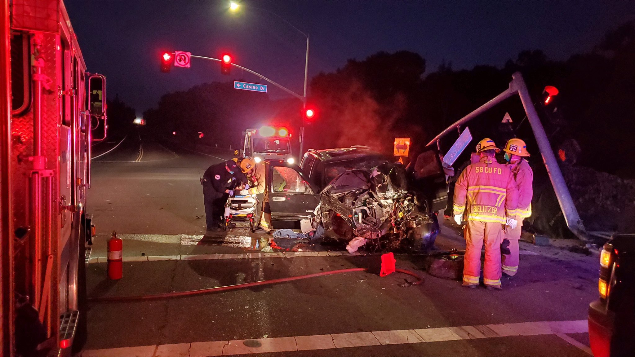 Two hospitalized after single-vehicle crash near Chumash Casino, fire officials say