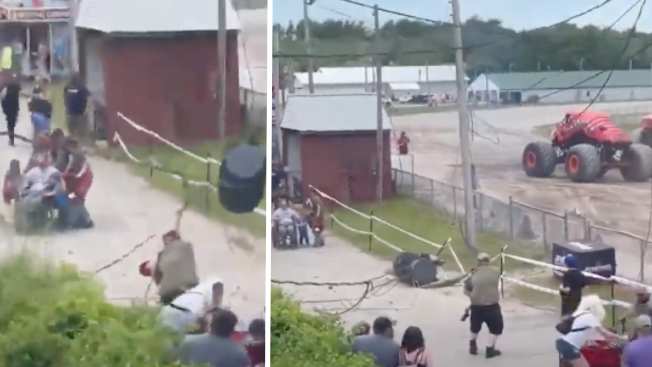 Monster truck clips power line at Maine show, toppling utility poles - Vimarsana News