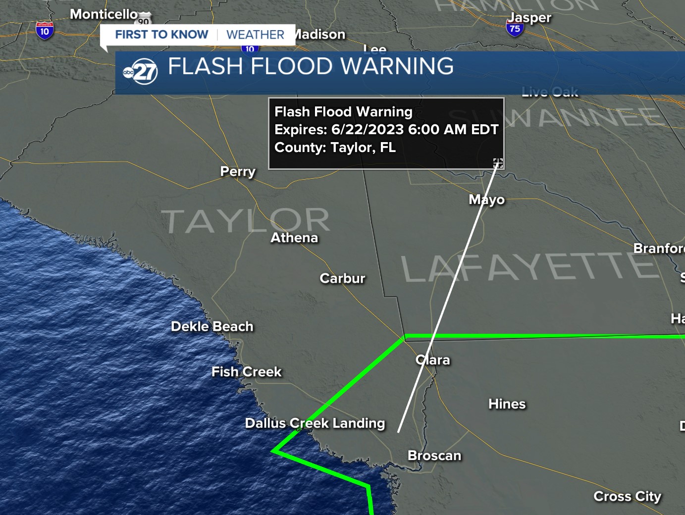 Flash flood warning southern Taylor County until 6am Thursday - Vimarsana News