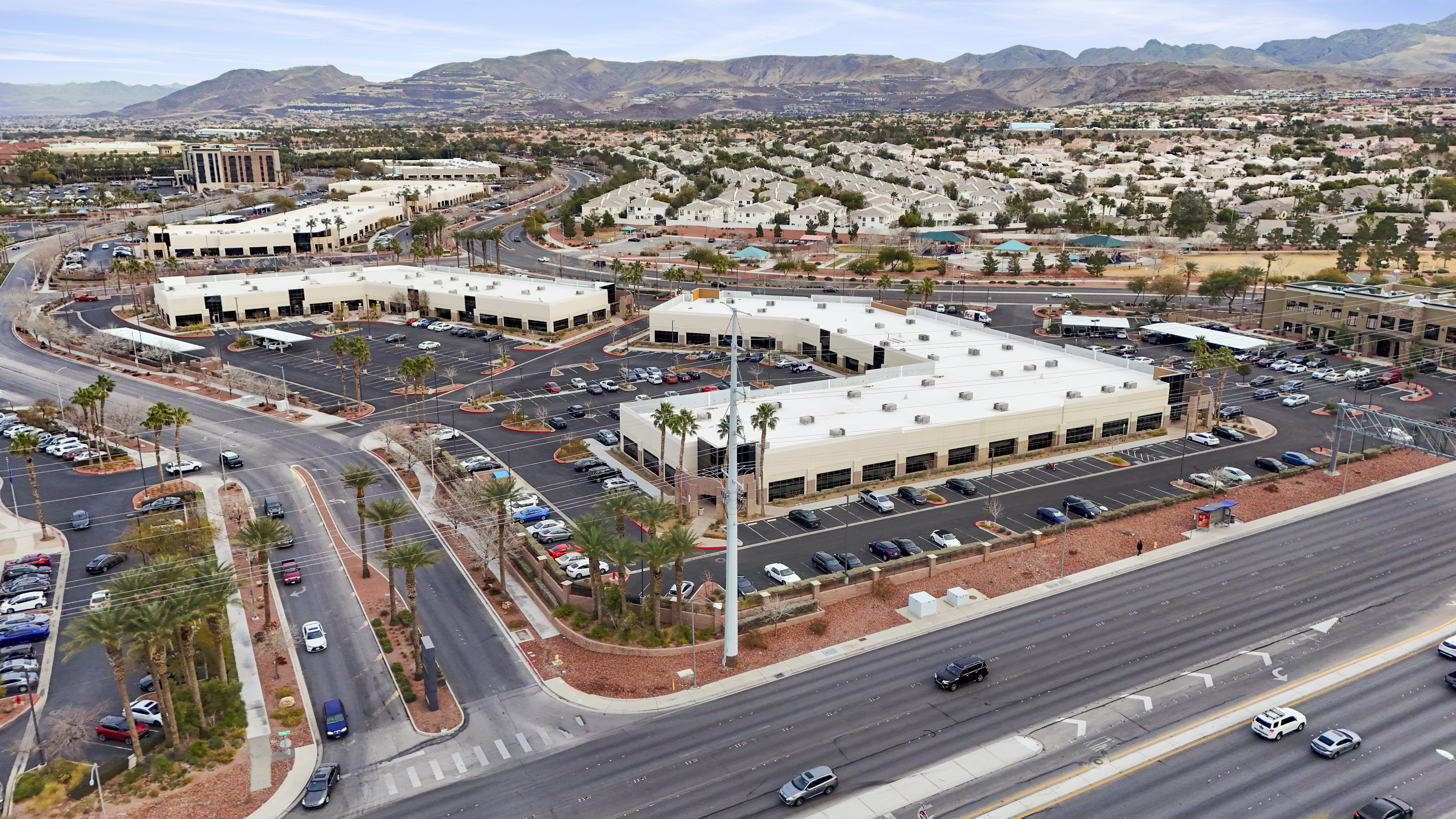 Aerial rendering of The Cliff retail and dining center near the 215 and St. Rose Parkway in Henderson