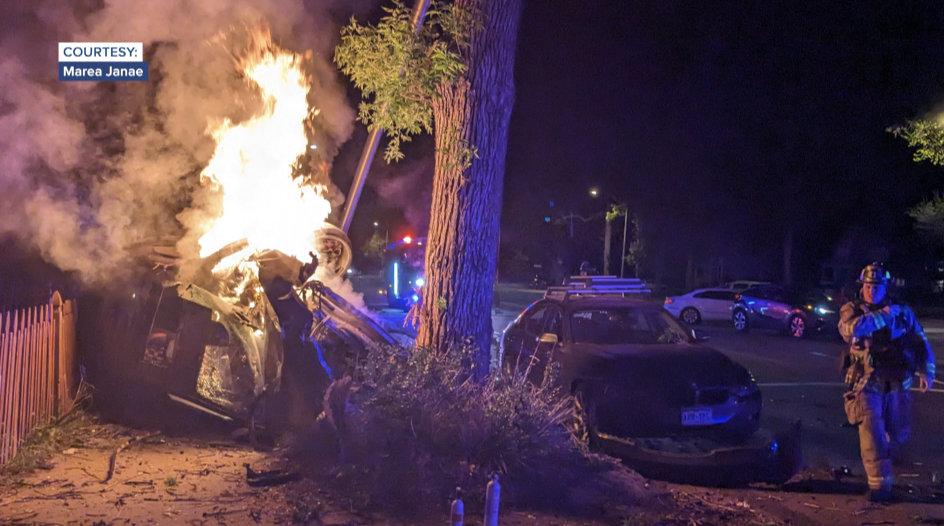 Car bursts into flames after crashing near Platte Ave and Prospect intersection - Vimarsana News