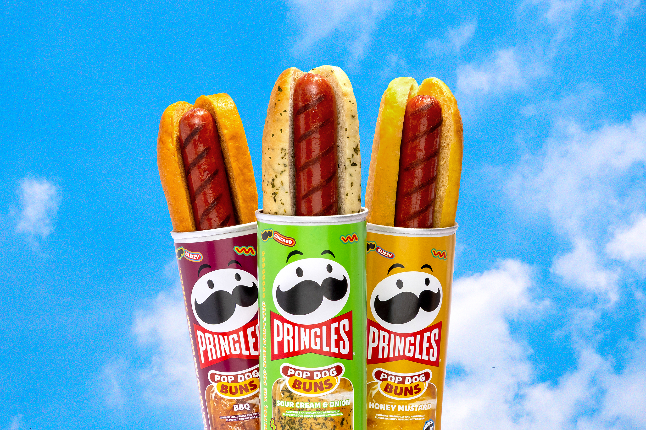 Pringles Pop Dog Buns (Sour Cream & Onion, BBQ, Honey Mustard) — product image
