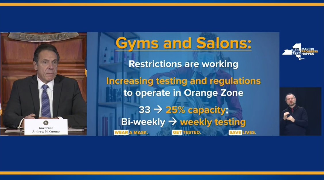 Cuomo: gyms, salons can reopen in Orange Zones with increased testing, reduced capacity - Vimarsana News